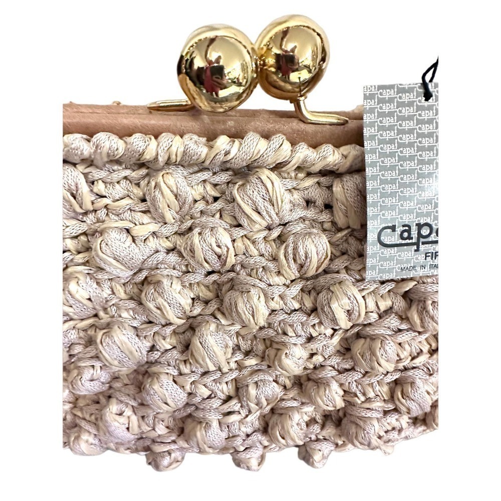 Capaf Firenze Top Handle Purse Natural Color NWT/ Dustbag VTG - Picture 2 of 7